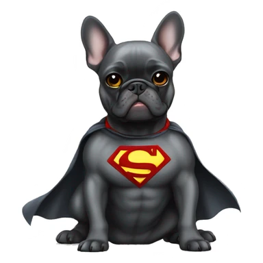 French bulldog dark grey superhero sticker