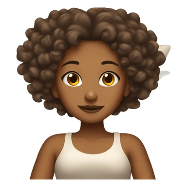 Brown girl with curls relaxing in bed sticker
