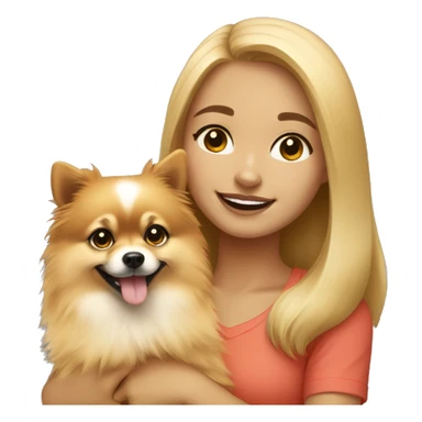light-skinned-girl-petting-pomeranian sticker