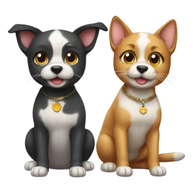 cute dog and cat together fullbody sticker