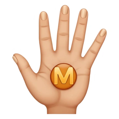 Create downwards facing hand gesture fingers shaped in letter M sticker