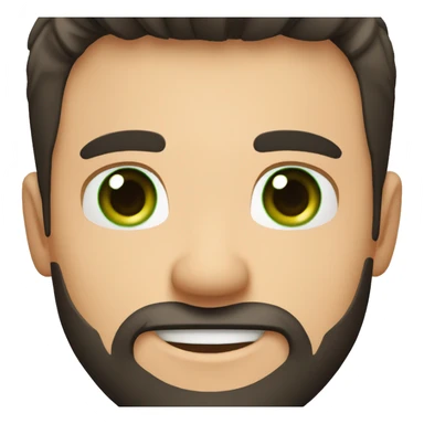 Handsome man with dark hair, gradient short hair on the side, green eyes. Big smile and thin face. Black t-shirt. A little beard. sticker