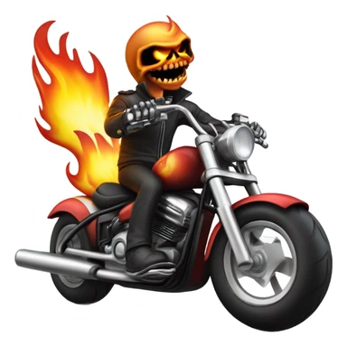 Flaming Skull Riding A Motorcycle sticker