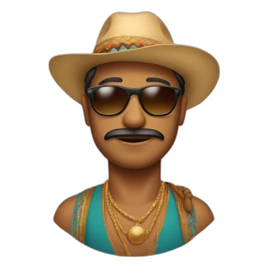 indian wearing sunglasses and hat sticker