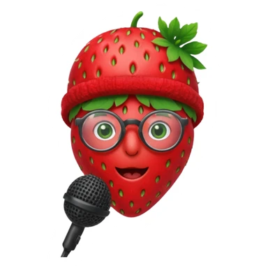 strawberry be hand the mic with glasses  sticker