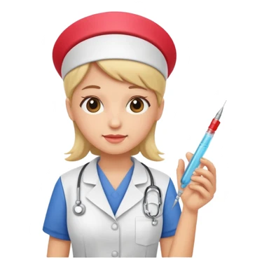 nurse holding vaccination needle sticker