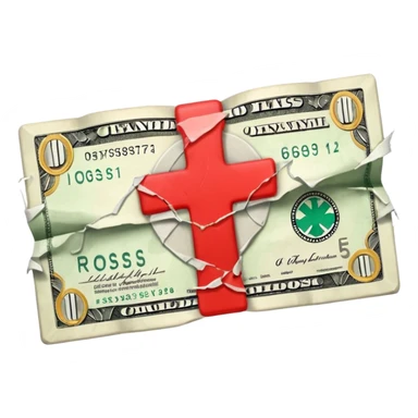 a money billet with a red cross through (x shape), like for free sticker