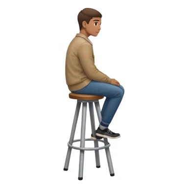a person sitting on stool full back head turn

 sticker