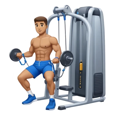 fit man with blue shorts using cable-machine sticker