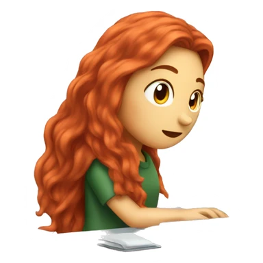 Long Red hair girl coding on a computer  sticker