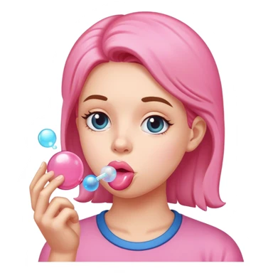 blowing a bubble gum sticker