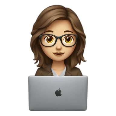 programmer girl with brown hair working with MacBook sticker
