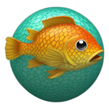 3d sphere with a cartoon Tropical Fish skin texture sticker