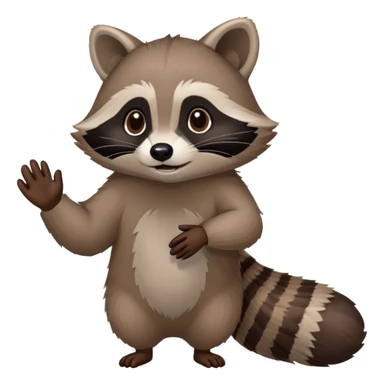 raccoon forearm and hand reaching out, back of hand visible, grabbing pose, no body sticker
