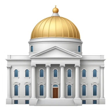 domed neoclassical building with portico and columns, emphasis on dome and classical architecture, Apple emoji style buildings, smooth shading, no text sticker