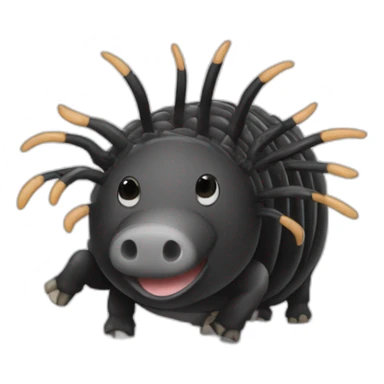 Black pig armadillo cow centipede insect with white back sticker