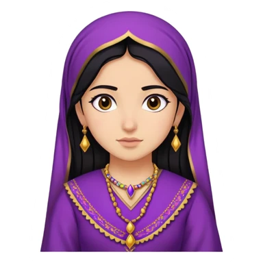 black haired girl with purple kurdish traditional clothes  sticker