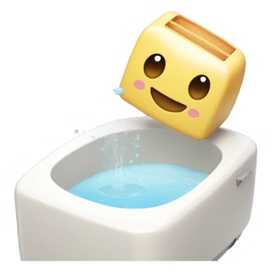 a cute kawaii aesthetic water bath with a toaster about to fall into it, simple looking sticker