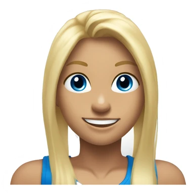 blonde muscular gym girl with blue eyes, fringe, and sweet smile,show silhouete long hair sticker