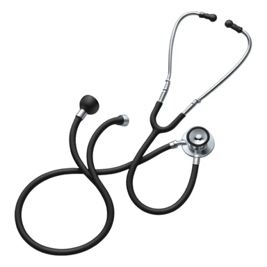 A classic stethoscope with rubber tubing and chrome chestpiece sticker
