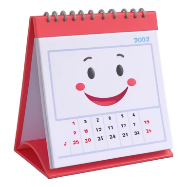 calendar with a smiling face, cheerful and friendly sticker