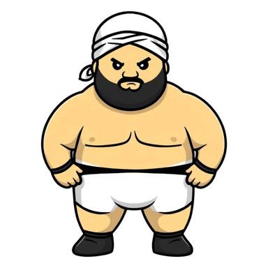 White skin fat guy with black durag, light stubble beard of a few days in wrestling singlet sticker