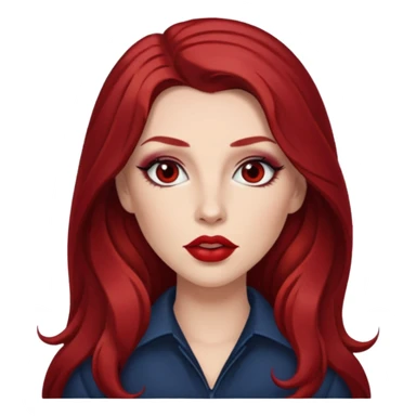 Chappell Roan with long dark red hair, makeup sticker