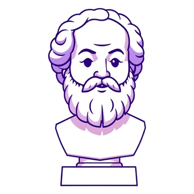 elegant marble statue of Socrates with curly beard and noble profile, ancient Greek philosopher, soft pastel colors in lavender and mint tones sticker