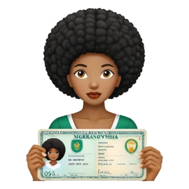Nigeria, travel visa, with black woman, afro hair, photo on it. sticker