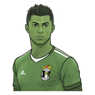 Cristiano Ronaldo, famous footballer, green bufo frog meme style sticker