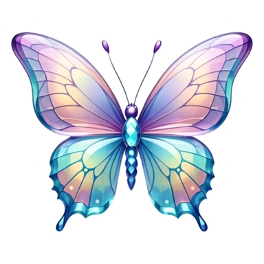 Sparkly glossy Pastel iridescent glass crystal butterfly sticker