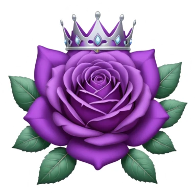 Purple rose with silver tiara and a purple emblem leaf wreath sticker