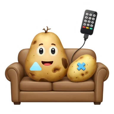 A potato on a couch watching tv sticker