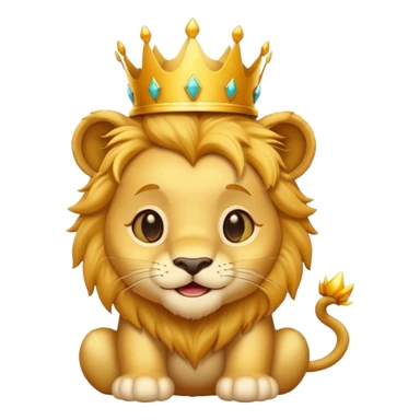 cute baby lion winking with a crown on his head sticker