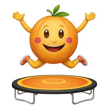 an emoji jumping on a orange trampoline sticker