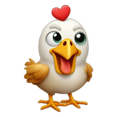 cartoon style chicken with heart eyes sticker