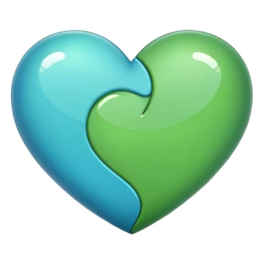 Half blue heart half green heart sticker
