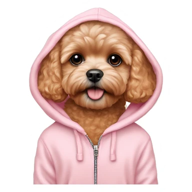 Red Maltipoo in pastel pink hoodie  sticker