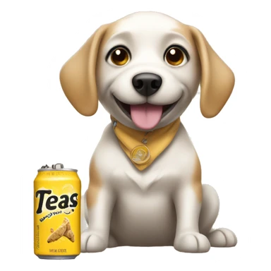 A dog holding a 12 pack of twisted teas sticker