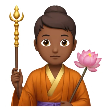 asian man with lotus, scepter, buddhism, lotus sticker