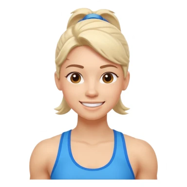 cute fitness coach portrait, head and shoulders only, sporty tank top, friendly smile, strong look, 3D cartoon, mobile game icon style, clean background, no text, no watermark
 sticker