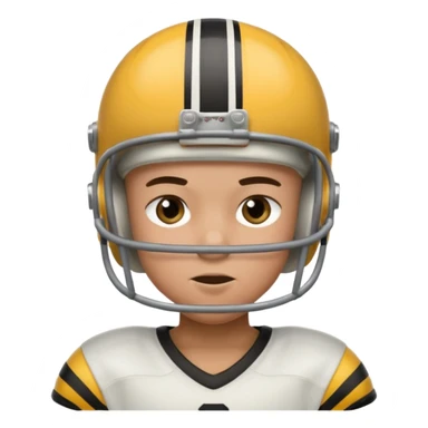 Kid with buzz in a football helmet with eyeblack sticker
