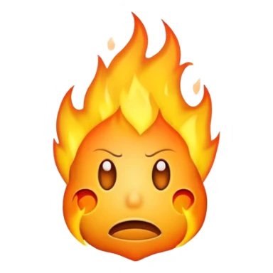 Scared face default emoji with horizontal fire flame sticker