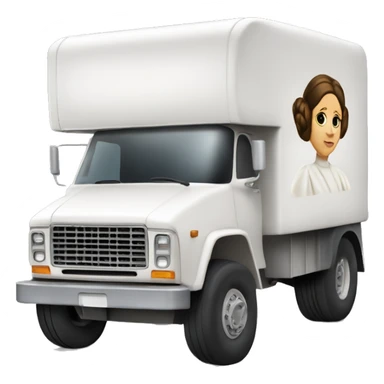 Side view of 1976 very very long mail delivery truck shaped like Princess Leia shaped sticker