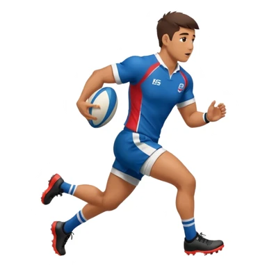 Rugby player with ball running sticker