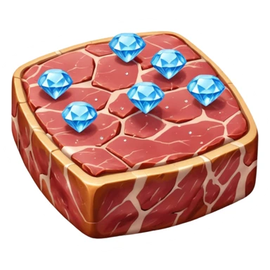 Meat with diamond textur and blue color sticker