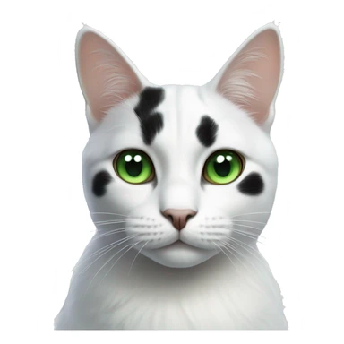 A white cat with big black spots and green eyes sticker