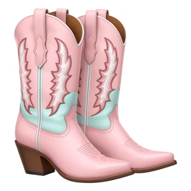 pastel pink cowboy boots with white accents  sticker