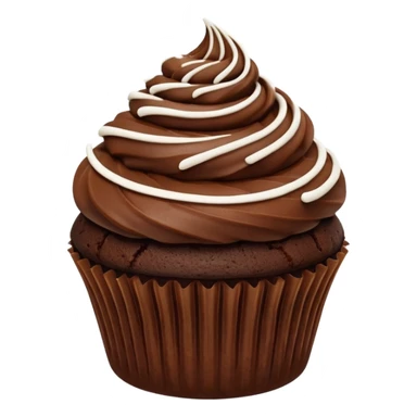 Chocolate cupcake with flat gosh frosting, and a white swirl line across the middle of the top of the cupcake sticker