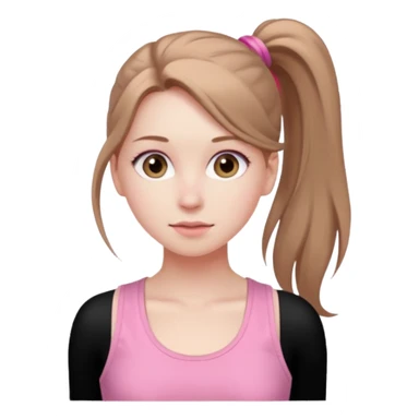 Девушка, бледная кожа, светло русые, длинные волосы, собранные в хвост, серые глаза, розовая майка без рукавов  sticker